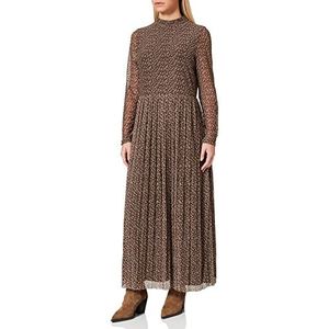 Gerry Weber Maxi-jurk voor dames van mesh, lange mouwen, gebreide maxi-jurk, met patroon, cr�ème/zand/zwart/print, 38