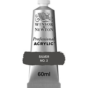 Winsor & Newton 2320624 Professionele acrylverf, hoge dekking, kunstenaarskwaliteit, lichtecht - 60ml Tube, Silver No. 2