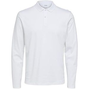 SELETED HOMME Slhslim-Toulouse Ls Polo Noos Poloshirt voor heren, wit (bright white), XL
