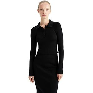 DeFacto Trui normale pasvorm voor dames - coltrui trui voor dames (Zwart, XXL), zwart, XXL