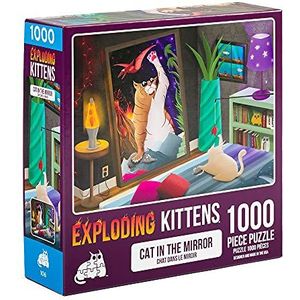 Exploding Kittens Jigsaw Puzzles for Adults -Cat In The Mirror - 1000 Piece Jigsaw Puzzles For Family Fun & Game Night [EN]