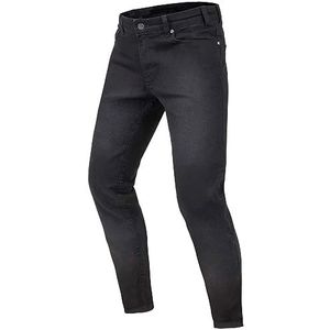 REBELHORN Classic III Motorjeans voor heren, aramidevezel voering, SAS-TEC knie- en heupbeschermers, skinny fit, zwart, gewassen, 34W x 32L