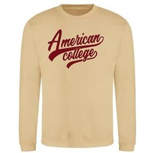 AMERICAN COLLEGE USA Sweatshirt Sweatshirt Print Warme Kleding Uniseks Mannen en Vrouwen Casual Model ACSCRW1 Beige M, Beige, M