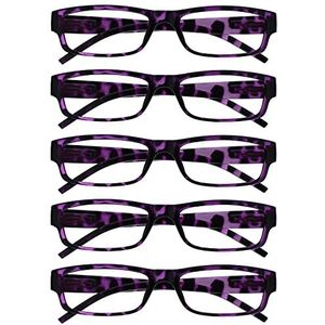 The Reading Glasses Company Paarse schildpadwaarde 5 Pack lichtgewicht Mens Womens RRRRR32-5 +2.00