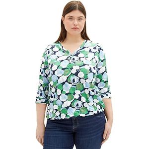 TOM TAILOR Dames T-shirt 1035928, 31572 - Green Flower Design, 46 Grote maten