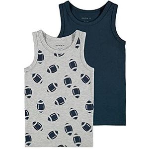 NMMTANK Onderhemd voor jongens, biologisch katoen, gemengd grijs, 86 cm