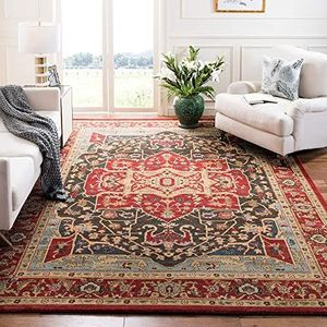 Safavieh Traditioneel rechthoekig tapijt voor gebruik binnenshuis, collectie Mahal, rood/bordeauxrood, 122 x 170 cm, voor woonkamer, slaapkamer of elke kamer binnenshuis