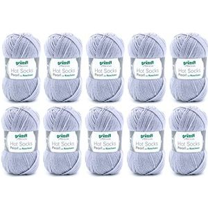 Gründl Hot Socks Pearl Uni Breiwol (knuffelzachte sokkenwol van 75% merinowol, 20% polyamide, 5% kasjmier, 50 g/200 m, naalddikte: 2,5-3, 10 x 50 g), zilvergrijs, 40 x 37 x 11 cm