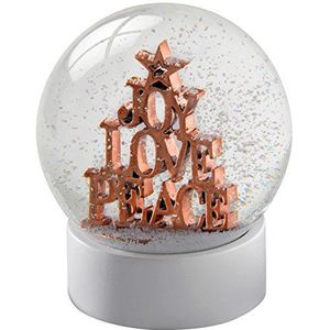 WeRChristmas Joy Love Peace Sneeuwbol Kerstdecoratie - 12 cm, Rose Goud/Meerkleurig