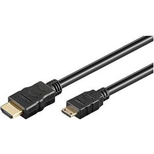 Goobay 31930 HDMI High Speed Kabel, 4K, Ultra-HD, Full-HD, 3D, HDMI stekker type A > HDMI mini stekker type C, vergulde stekker, zwart, 1 m