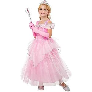 Rubies Prinsessenjurk roze prinsessenkostuum voor meisjes, met organza, tiara en handschoenen, origineel, ideaal voor Halloween, Kerstmis, carnaval en verjaardag.