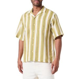 RDDCAIN Linen Resort Shirt Stripe S/S SN, Sage/Stripes: sage/antiek goud/egret, XXL