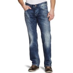 Cross Jeans Antonio E 160-258 heren jeansbroek/lang, rechte pasvorm (rechte pijpen), blauw (whitecap Dark Blue Used), 30W x 32L