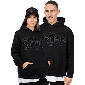 Blackskies Team oversized heavyweight hoodie T-shirt met flock | streetwear luxe trui heren dames sweater sweatshirt trui met vlok, hoodie allblack, XL