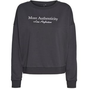 VERO MODA VMCYAN Trina LS Sweat Box JRS, Asfalt/print: meer authenticiteit, S