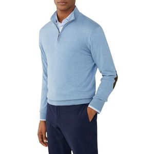 Hackett London Heren katoen kasjmier Hzip trui trui, Blauw (Sky Blue), XS