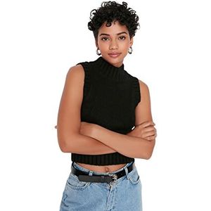 TRENDYOL Dames Crop Knitwear Sweater, zwart, S, zwart, S