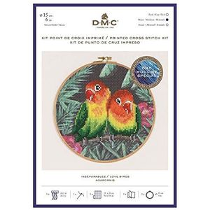 DMC Love Birds kruissteek kit, inclusief borduurgaren, naald, houten trommel en handleiding