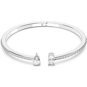 Swarovski Attract Cuff Armband, Verschillende Slijpvormen, Wit, Rodium Toplaag