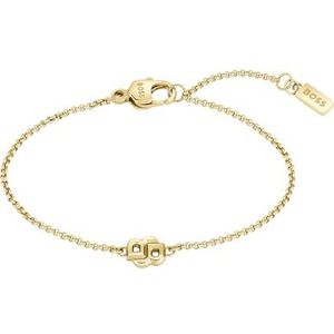 BOSS Sieraden Dames DOUBLE B PETIT Collectie Armband in Geel Goud met een Dubbele B Charm - 1580698, Eén maat, Roestvrij staal, Geen edelsteen