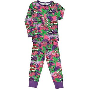 Småfolk Nightwear Farm Pajama Set voor meisjes, roze, 7-8 Jaren