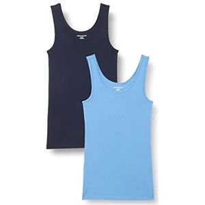 Amazon Essentials Women's Tanktop met slanke pasvorm, Pack of 2, Blauw/Marineblauw, XL