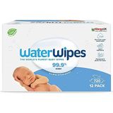 WaterWipes Original plasticvrije babydoekjes 720 stuks (12 verpakkingen), voor 99,9% op water gebaseerd & ongeparfumeerd voor de gevoelige huid