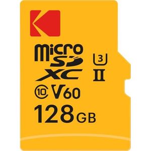 Kodak - MicroSD-kaart - 128 GB - UHS-II U3 V60 - Hoge Snelheid 300 MB/s Lezen - 160 MB/s Schrijven - 4K/8K Video - SD-adapter Inbegrepen