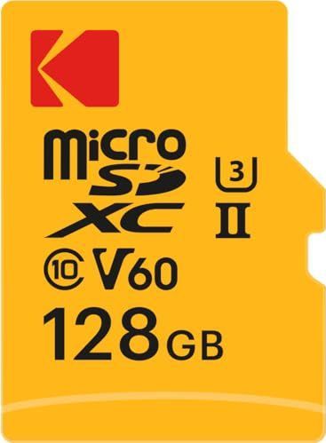 Kodak - MicroSD-kaart - 128 GB - UHS-II U3 V60 - Hoge Snelheid 300 MB/s Lezen - 160 MB/s Schrijven - 4K/8K Video - SD-adapter Inbegrepen