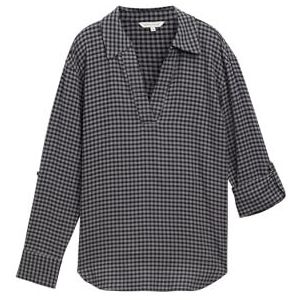 TOM TAILOR Damesblouse, 36166 - Navy Grey Check Design, 36