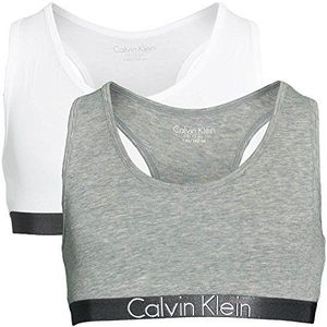 Calvin Klein Bustier voor meisjes (Pack van 2), Veelkleurig (1 Grijs Heather/1 Wit 033), 12-14 Jaren
