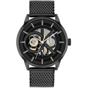 Calvin Klein Analoge multifunctionele quartz horloge voor mannen met zwarte roestvrijstalen mesh armband - 25200214, Zwart, armband