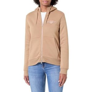 GANT REG Tonal Shield Zip Hoodie, Warm kaki., XS