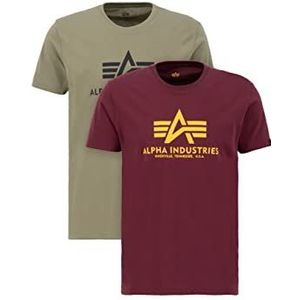 Alpha Industries Basic T 2 Pack Heren T-shirt Olive/Burgundy