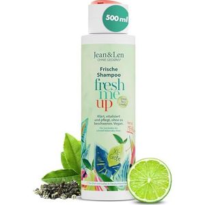 Jean & Len Fresh Shampoo Groene Thee & Limoen, voor normaal tot vet haar, beschermt tegen vochtverlies, balancerende verzorging, zonder siliconen & parabenen, veganistisch, 500 ml