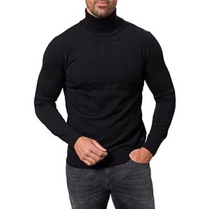 Pierre Cardin Gebreid vest voor heren, met rolnek, zigzag-structuur, zwart, S