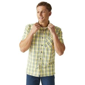 Regatta Mindano Viii herenshirt met korte mouwen en korte mouwen, Piquant Groen/Marokkaans Blauw/Citroen Lime Check, XL