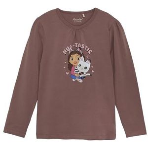 MINYMO Meisjes-T-shirt met lange mouwen met Gabby's Dollhouse print, Rose taupe, 128 cm