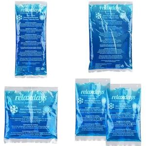 Relaxdays coldpacks, 5-delige set, 4 groottes, warmte koude therapie, magnetronbestendig, herbruikbaar, gelpacks, blauw