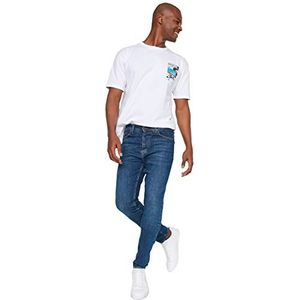 TRENDYOL Heren medium tailleband skinny fit tapered jeans, Donkerblauw, 31