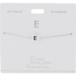 Depesche 4715-005 armband voor dames met letter E als hanger, verzilverd, variabel draagbaar in de lengte (15 - 20 cm), ideaal als cadeau voor je partner, (beste) vriendin, echtgenote