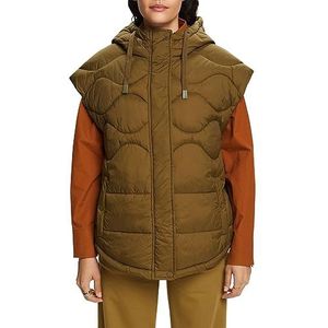 ESPRIT Gerecycled: gewatteerde jas met capuchon, khaki (dark khaki), XL