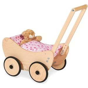 Pinolino Poppenwagen 'Trixi' Compleet met beddengoed Roze Harten
