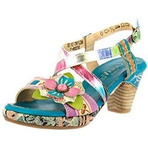 Laura Vita Beclforto 01 Peeptoe sandalen voor meisjes, Turquoise Turquoise Turquoise, 35 EU