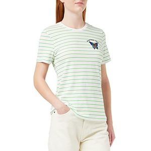 ONLY Dames ONLKITA REG S/S Vlinder TOP Box JRS T-shirt, Helder Wit/Stripes: Classic Green + Print Good, S (3-pack)