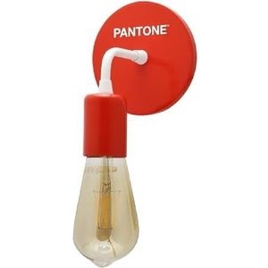 Pantone by Homemania 6007-3028-PN Homemania wandlamp, rood, wit, van metaal, hout, 12 x 12 x 17 cm, 1 x E27, max. 100 W, afmetingen: L12 x P12 x A17 cm, 0,28 kg