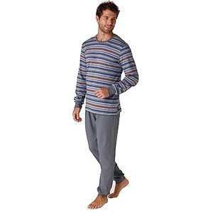 LVB Pyjama-set voor heren, Meerdere rijen, antracietblauw, poeder en cognac, L