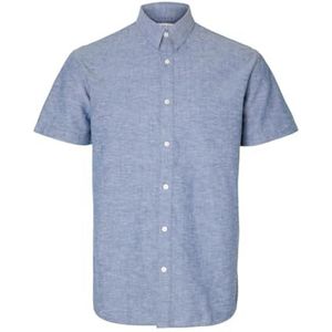 Slhreg-New Linen Shirt Ss Noos, blauw (medium blue denim), L