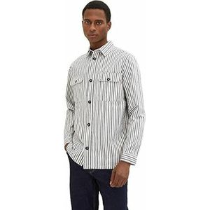 TOM TAILOR Uomini Overhem 1034885, 31171 - Navy Off White Stripe, XXL