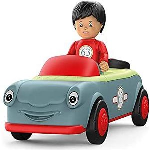 Toddys by siku 0106, Olli Oldy, 3-delig voertuig met licht en geluid, combineerbaar, inclusief beweegbaar speelgoedfiguur, hoogwaardige vliegwielmotor, grijs-blauw/rood/groen, vanaf 12 maanden